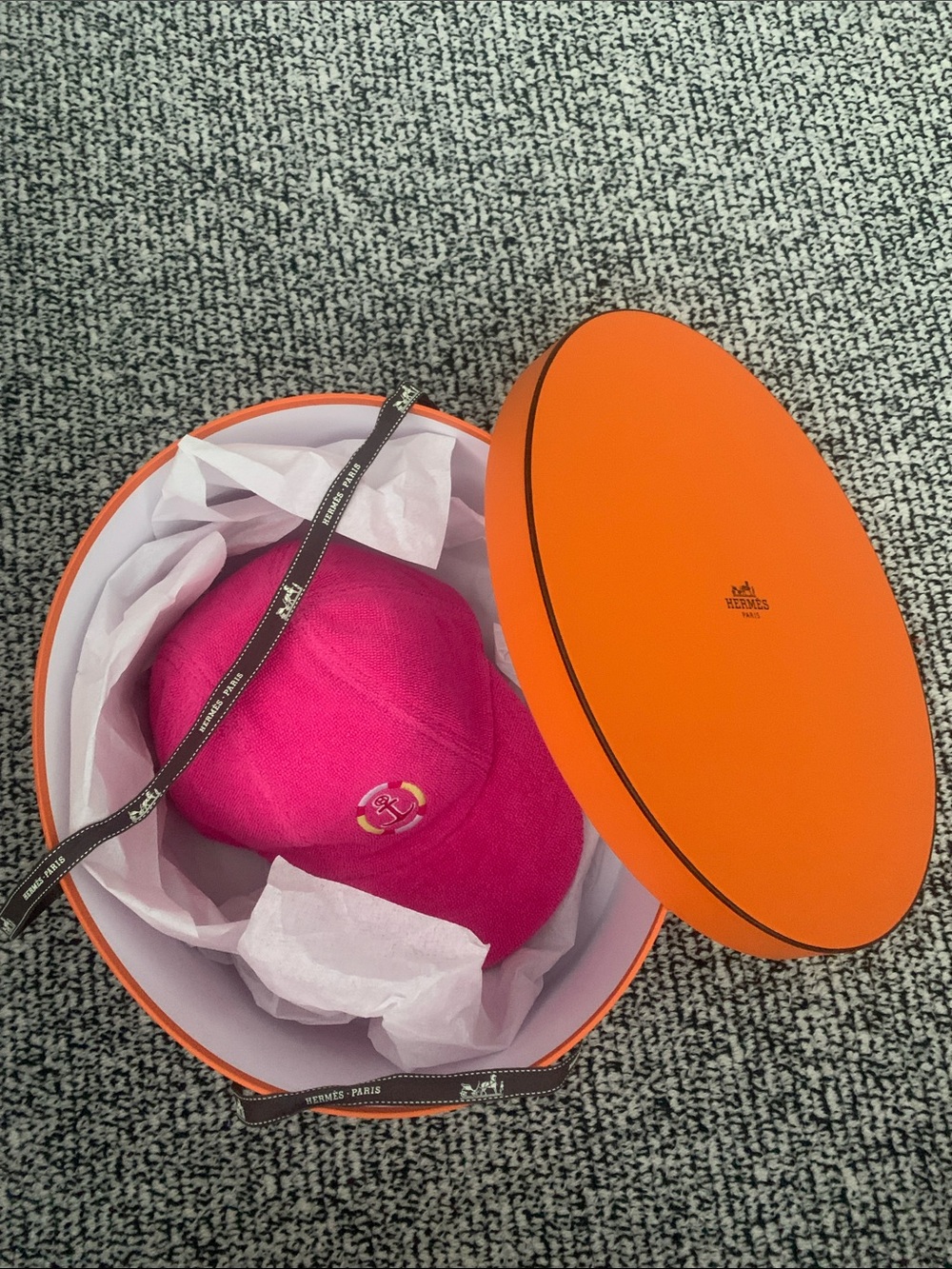 New in Box HERMES Pink Baseball Cap. Small